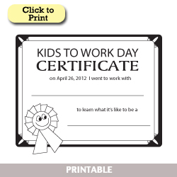 take your kid to work day certificate