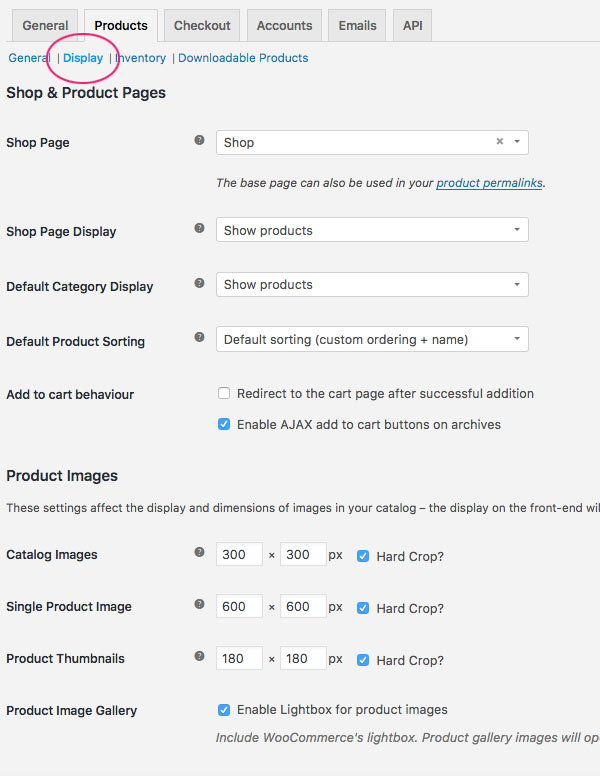 woocommerce display settings