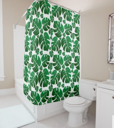 monstera leaf shower curtain