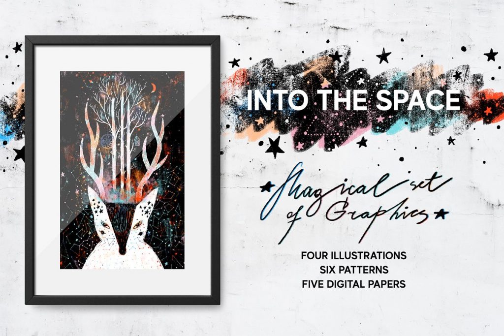 Into the Space Graphics Creative Market