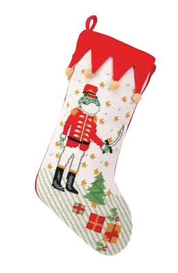 Nutcracker Frog Christmas Stocking