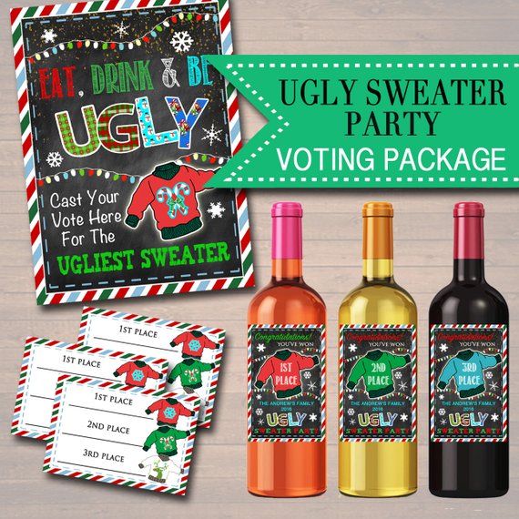 ugly Christmas sweater party awards and voting pack