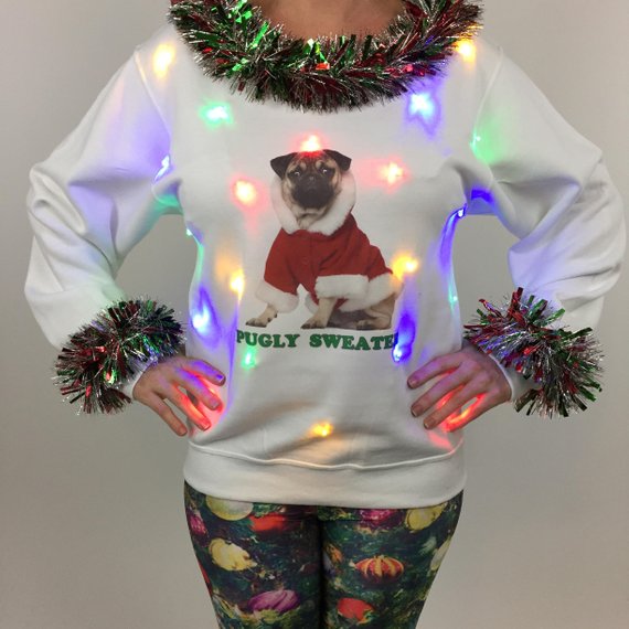 ugly christmas sweater pug dog