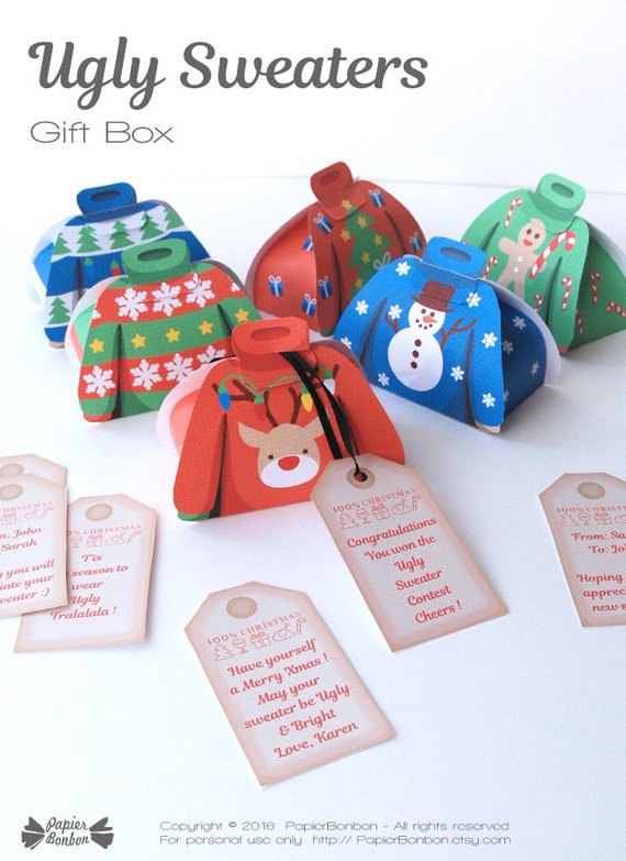 ugly christmas sweater party favor box