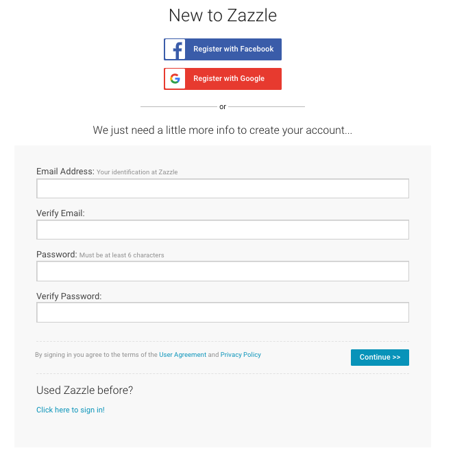 Create a Zazzle account