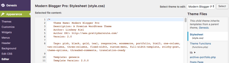 where to find style.css in wordpress editor