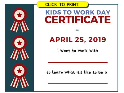 take your kids to work day certificate free download