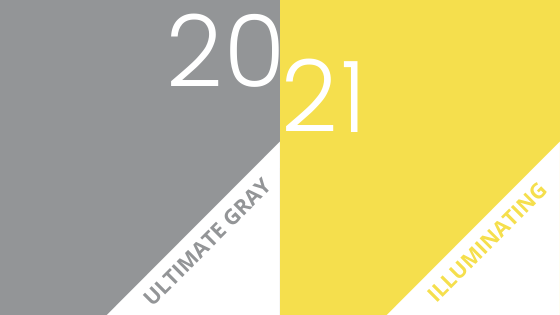 PANTONE® USA  Color Of The Year 2021: PANTONE 17-5104 Ultimate Gray +  PANTONE 13-0647 Illuminating